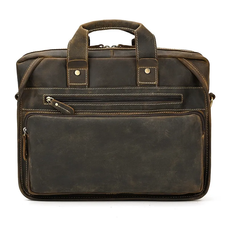 Bolsa de Negócios para Laptop em Couro Genuíno Retro Europeu-Americano