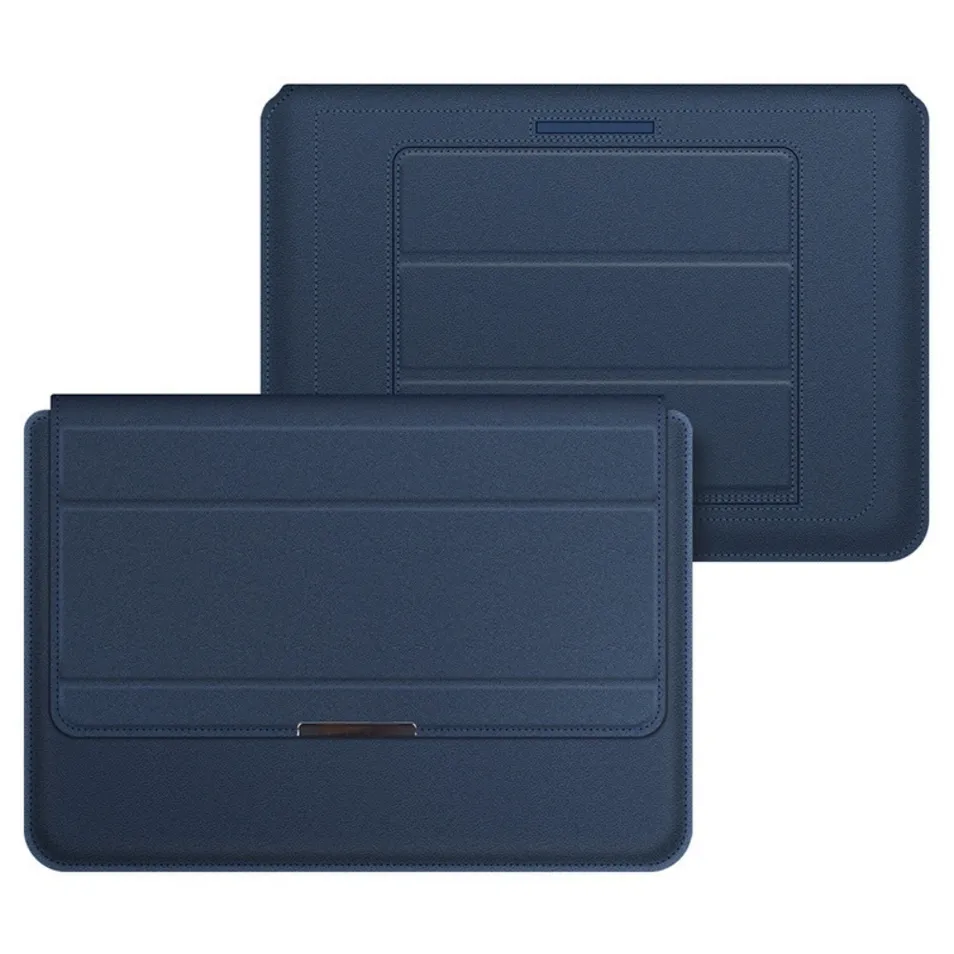 Capa de Laptop com Suporte Dobrável, Bolsa Slim de Couro para 13/14/15.6 Laptops