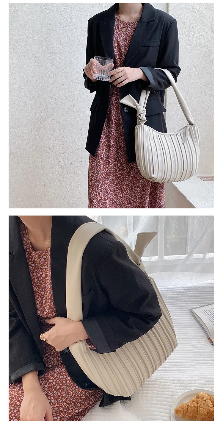 Bolsa Hobo Plissada Mulher Bolsa de Ombro Senhora Bolsa Transversal