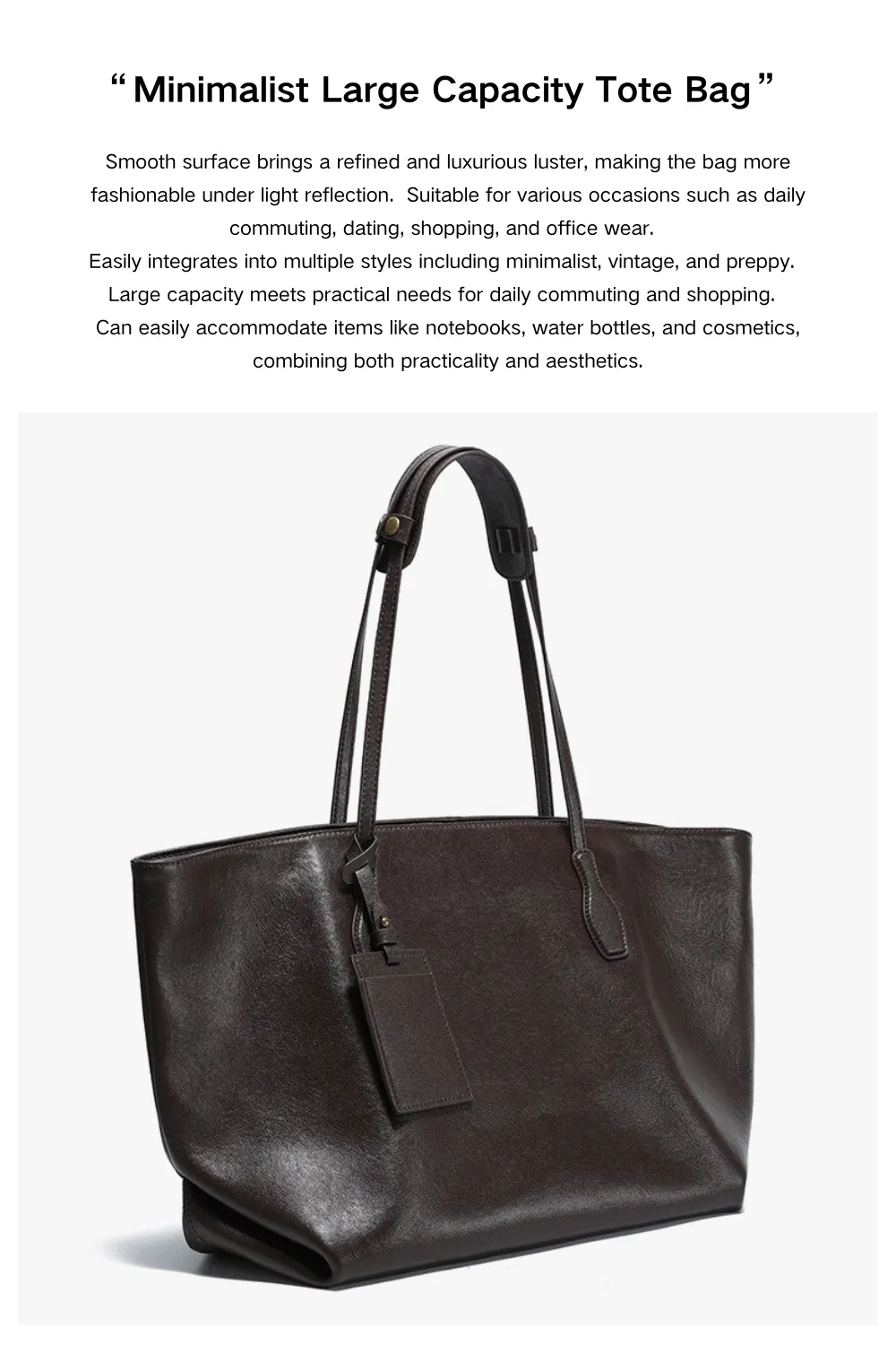 Bolsa Tote de Couro de Grão Superior para Mulheres com Grande Capacidade, Bolsa de Mão Versátil com Múltiplos Compartimentos para Escritório e Uso Diário