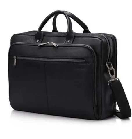Bolsa de Laptop Slim Unissex de Couro Genuine Feita à Mão 15.6 Polegadas