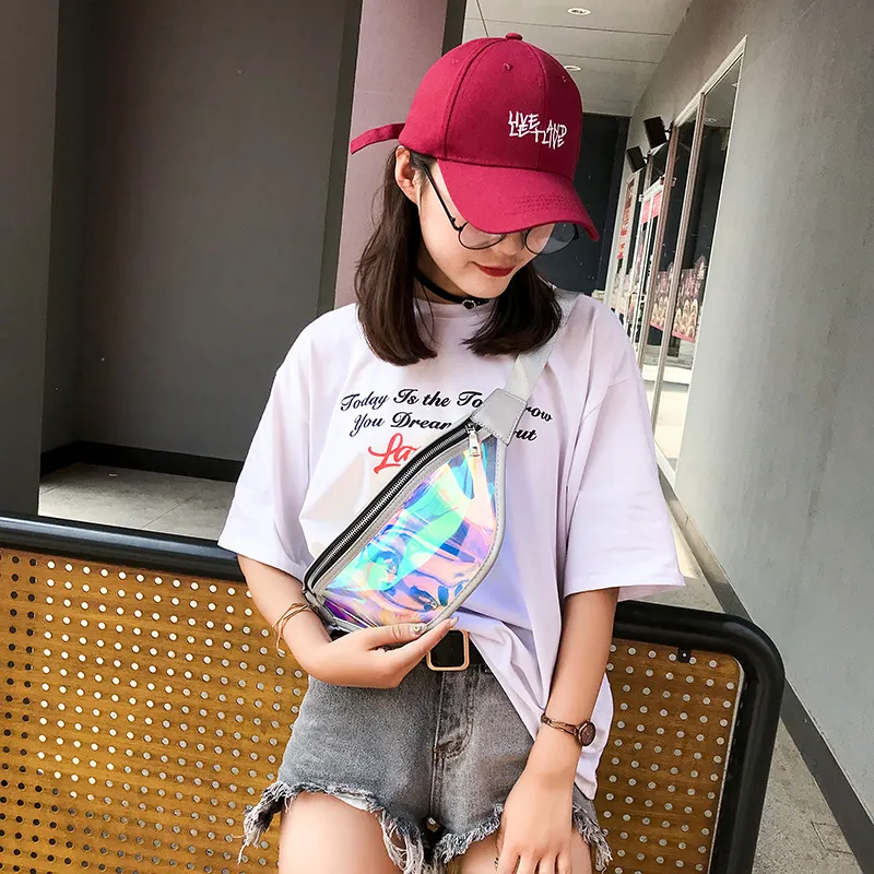 Bolsas de Cintura Personalizadas para Mulheres, Pacote de Fanny Transparente em PVC Holográfico