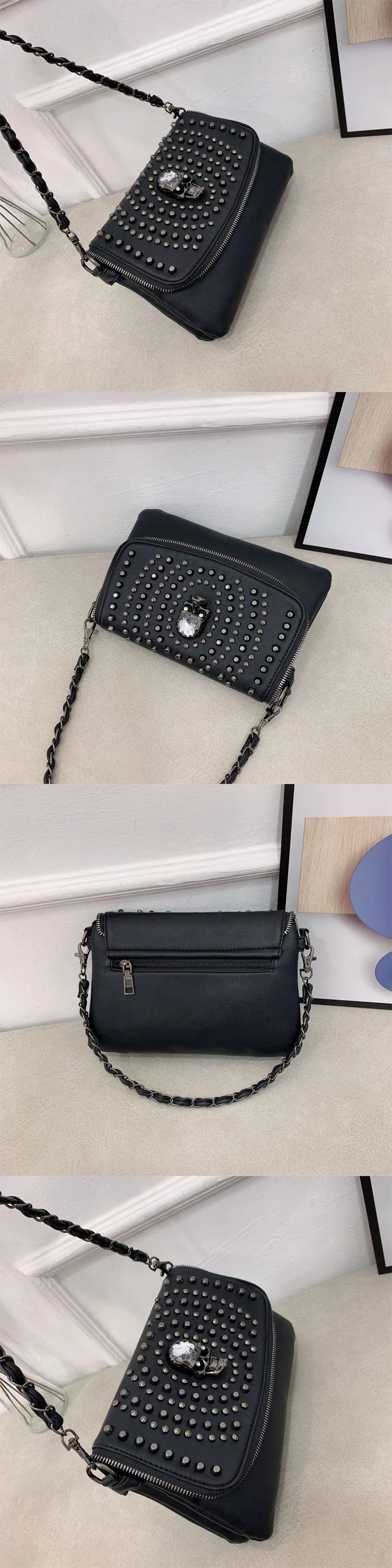 Bolsa de Mão Vintage Punk Estilosa para Mulheres - Satchel de PU Trendy