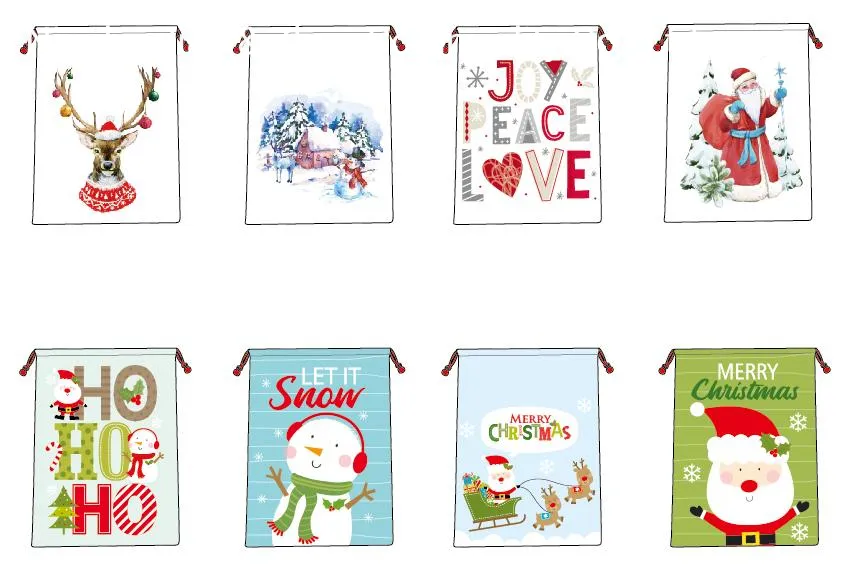 Saco de Presente de Natal Personalizado com Impressão Digital e Cordão