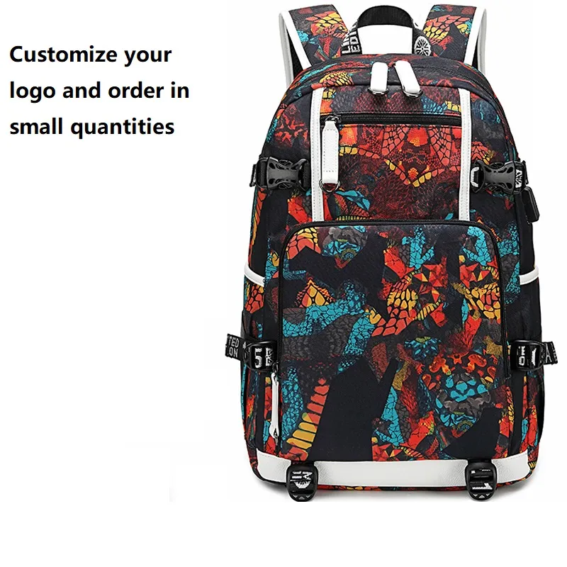 Mochila Estudantil Impressa Mochila de Computador à Prova d'Água Mochila de Viagem ao Ar Livre