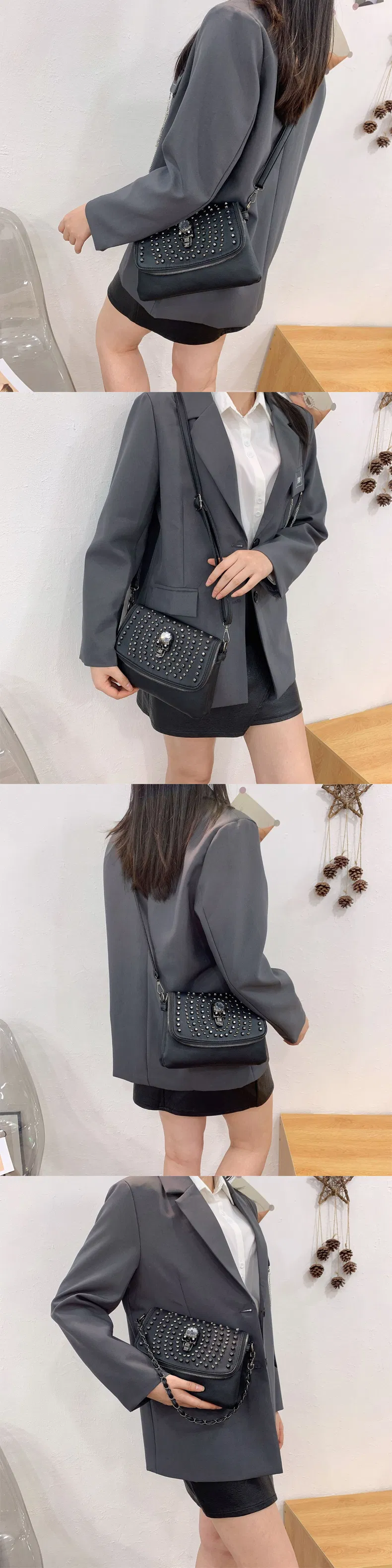 Bolsa de Mão Vintage Punk Estilosa para Mulheres - Satchel de PU Trendy