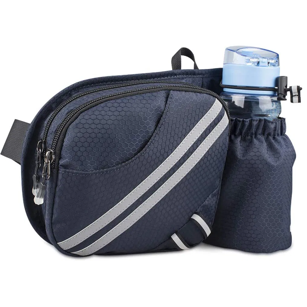 Bolsa de Cintura Unissex de Nylon para Esportes ao Ar Livre com Bolso para Garrafa de Água Leve