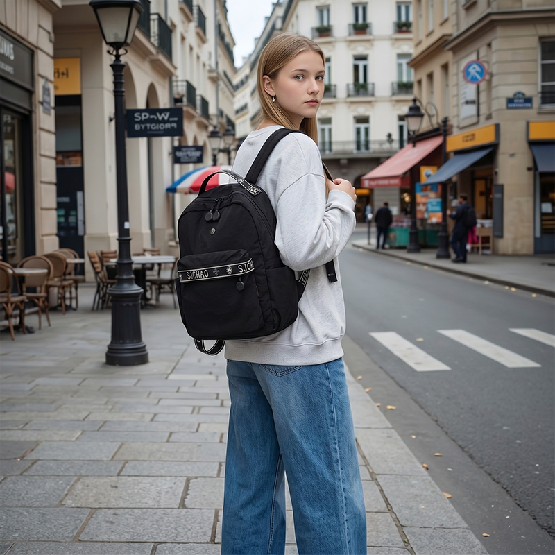 Mochila Compacta de Lona para Mulheres - Perfeita para o Dia a Dia