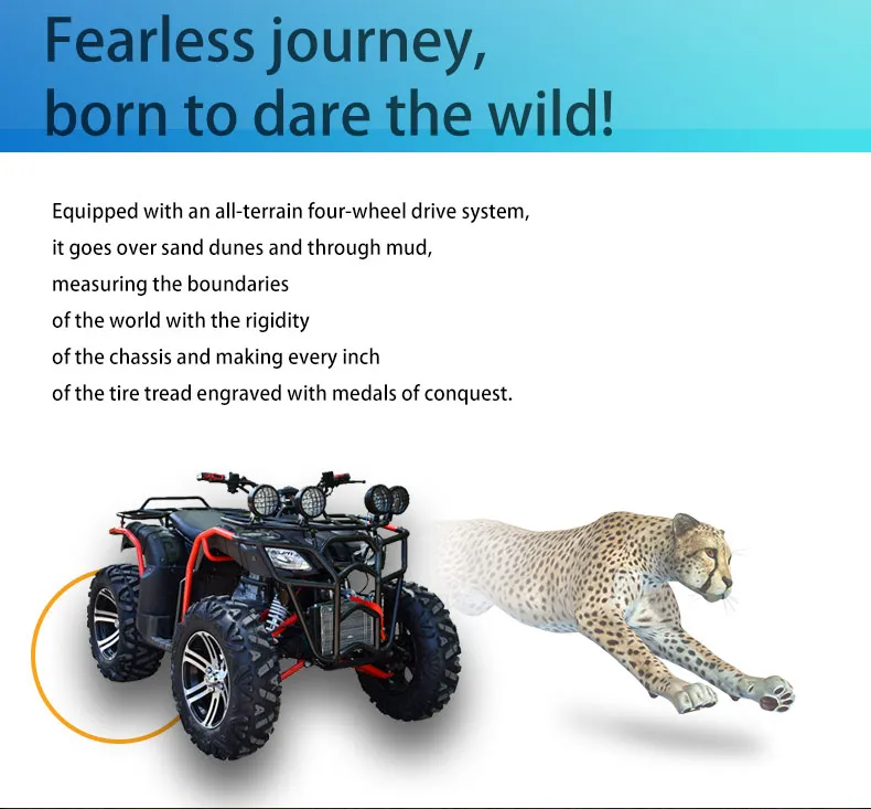 Quadriciclo Azul Preto 4-Wheeler 200cc 4-Stroke para Off Road com Design de Múltiplos Faróis para Passeios Noturnos