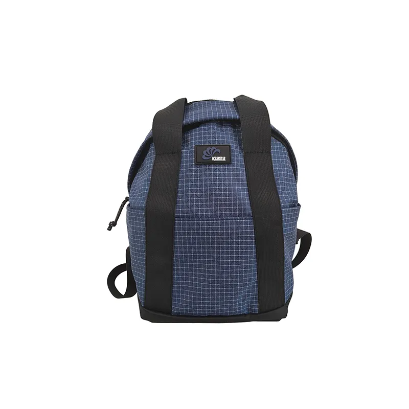 Mochila Mini em Estampa Xadrez Azul Marinho para Meninos, Mochila Diária para Pré-escola e Jardim de Infância