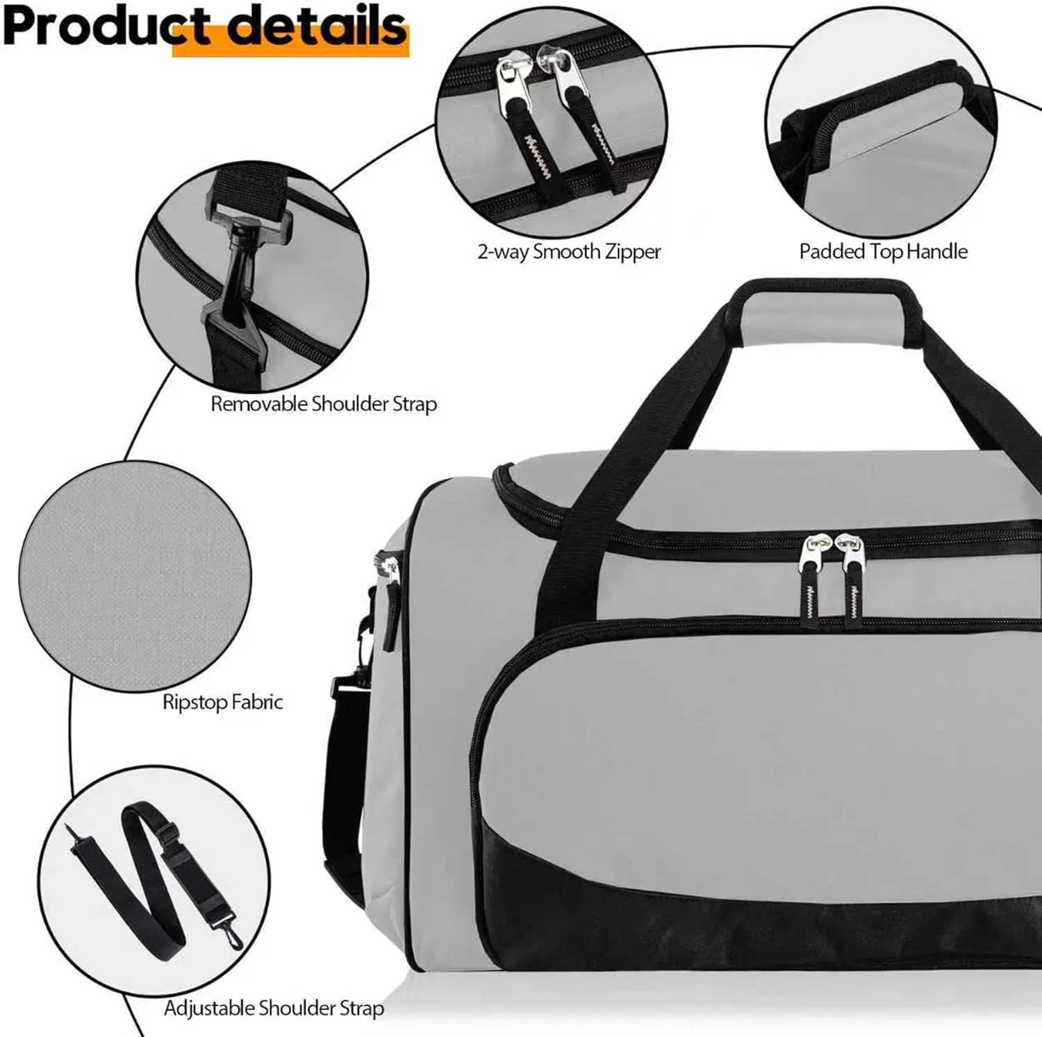 Bolsa de Ginástica com Compartimento para Sapatos Bolsa de Viagem Esportiva para Homens Bolsas de Duffel Fashion