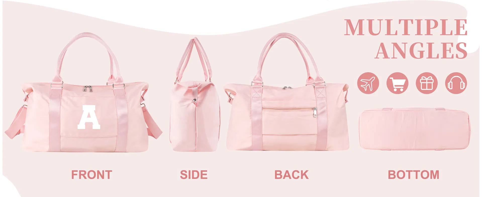 Bolsa de Viagem Inicial Fashionável, Bolsa de Esporte, Bolsa de Ginásio para Mulheres