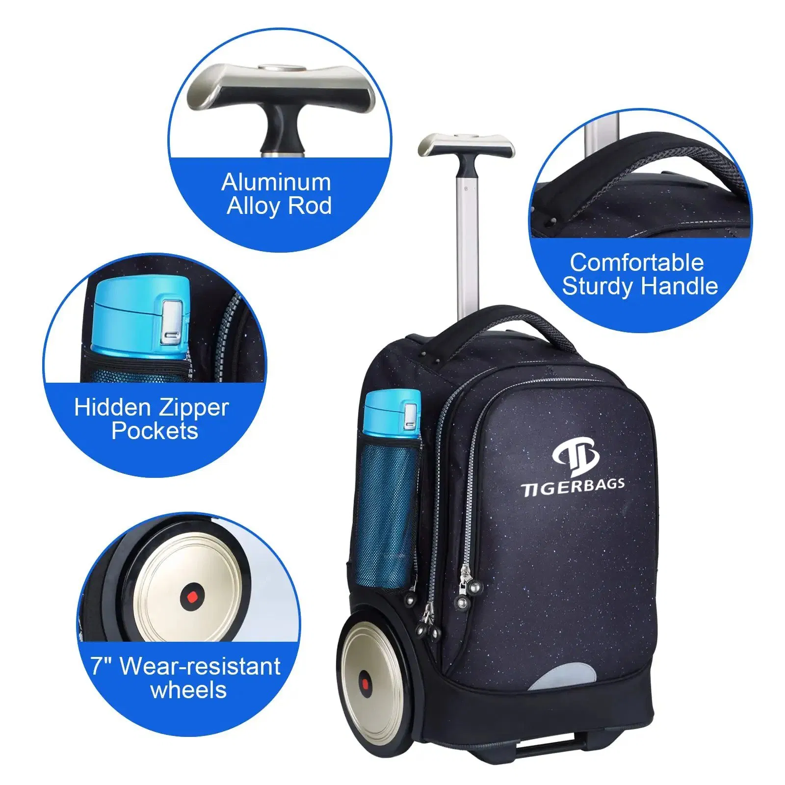 Bolsa de Computador com Rodas, Pasta com Rodas, Mochila Escolar com Rodas, Mochila Escolar com Rodas