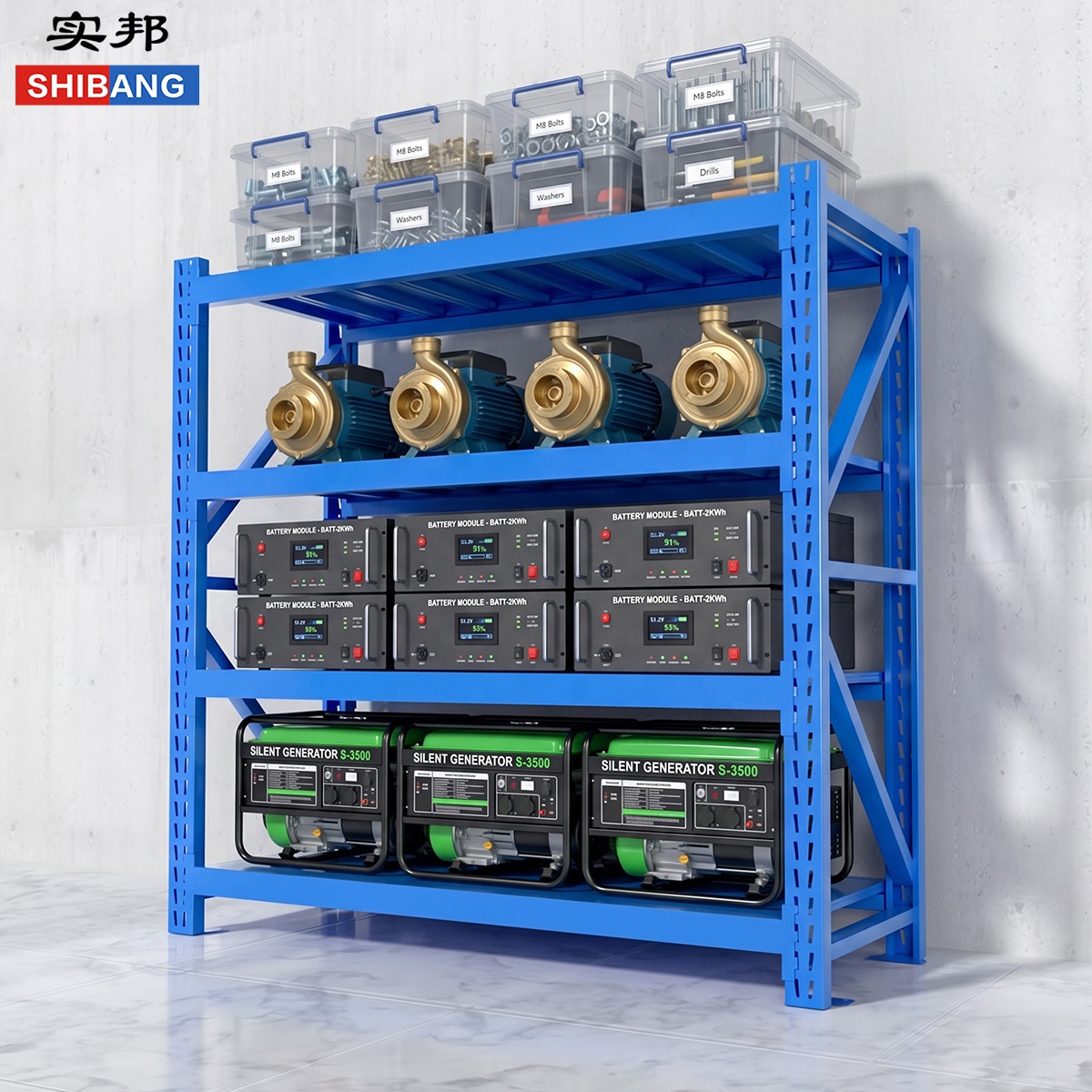 Powder Coated Heavy Duty Steel Warehouse Rack 1000kg Capacity Per Level Adjustable Industrial Storage Shelving Racking