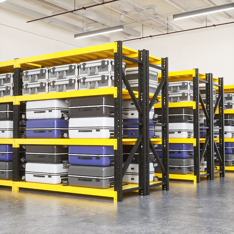 4 Shelf 200KG Load Per Layer Medium Duty Rivet Shelving Grocery Boltless Shelf Unit Metal Stacking Storage Racks