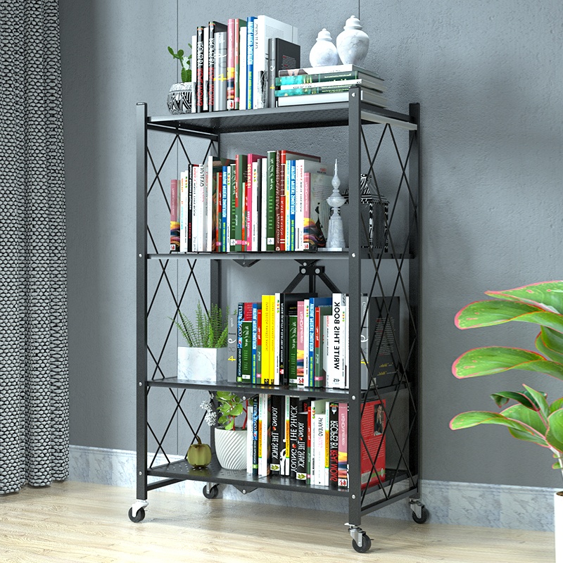 Wholesale Kitchen Supplies Installation Free Folding Kitchen Storage Rack Household Supplies Multi-layer Microwave Storage Rack
