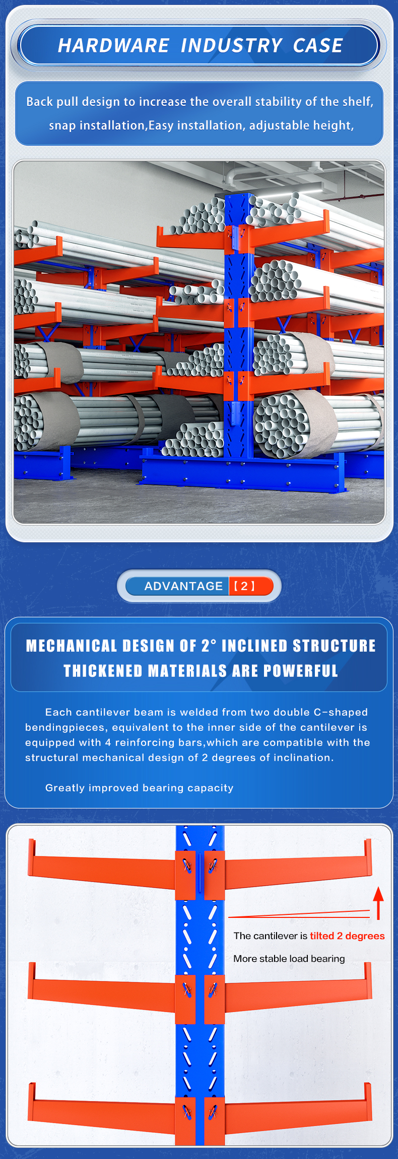 Cantilever racking warehouse storage