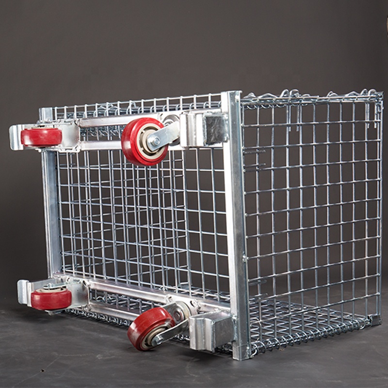 Stackable High Quality Hot Dip Zinc Iron Steel Metal Cage Warehouse Storage Mesh Container Wire Basket Warehousing Solutions