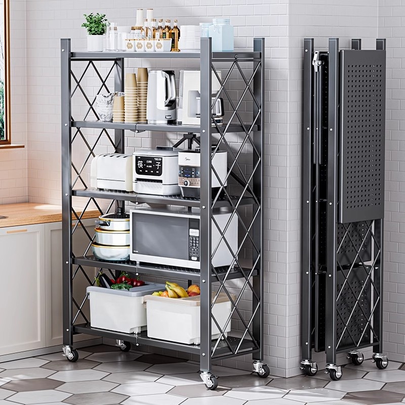 3/4/5 Layers Eco-Friendly Kitchen Racks Steel Shelf Storage Floor-standing Multi-layer Foldable Clothing Storage Shelves