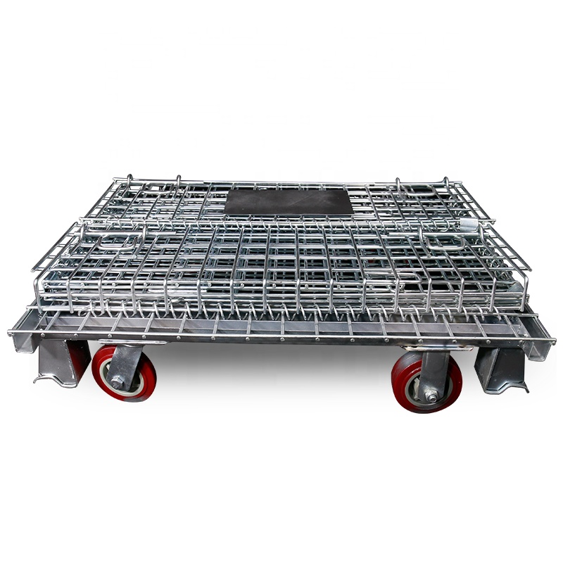 Stackable High Quality Hot Dip Zinc Iron Steel Metal Cage Warehouse Storage Mesh Container Wire Basket Warehousing Solutions