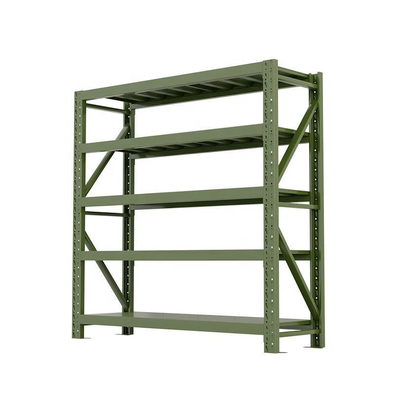 Medium Duty Boltless Green Metal Storage Shelves Warehouse Storage Racks Stacking Racks & Shelves