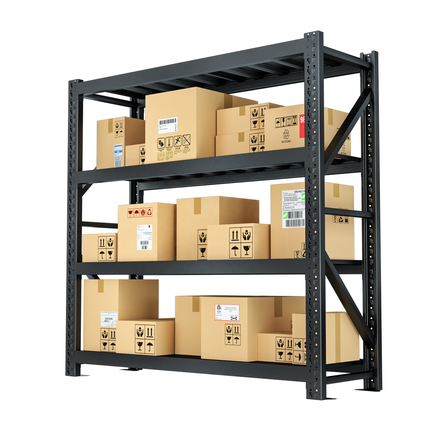 High Quality CE ISO Certification Boltless Adjustable Warehouse Light Duty Industrial Metal Shelving Q235 Steel Shelves