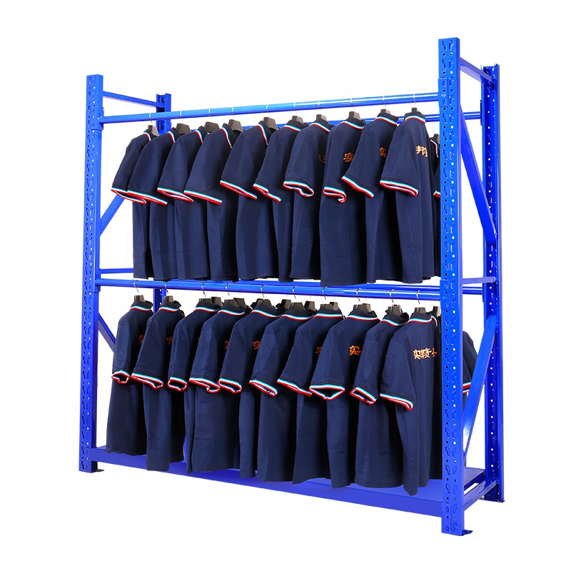Shibang Metallic Multi-Level Steel Powder Coated Warehouse Rack with Corrosion Protection and Hanging Cloth Support