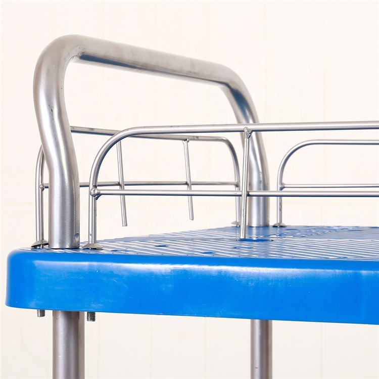 Movable Plastic Warehouse Trolley with Silent Wheel and Guardrail Platform Wheelbarrow for Tools Transportation Workshop Use