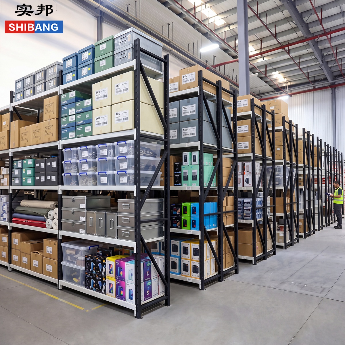 Durable Corrosion Protected Adjustable Steel Multi-Level Powder Coated Warehouse Shelf