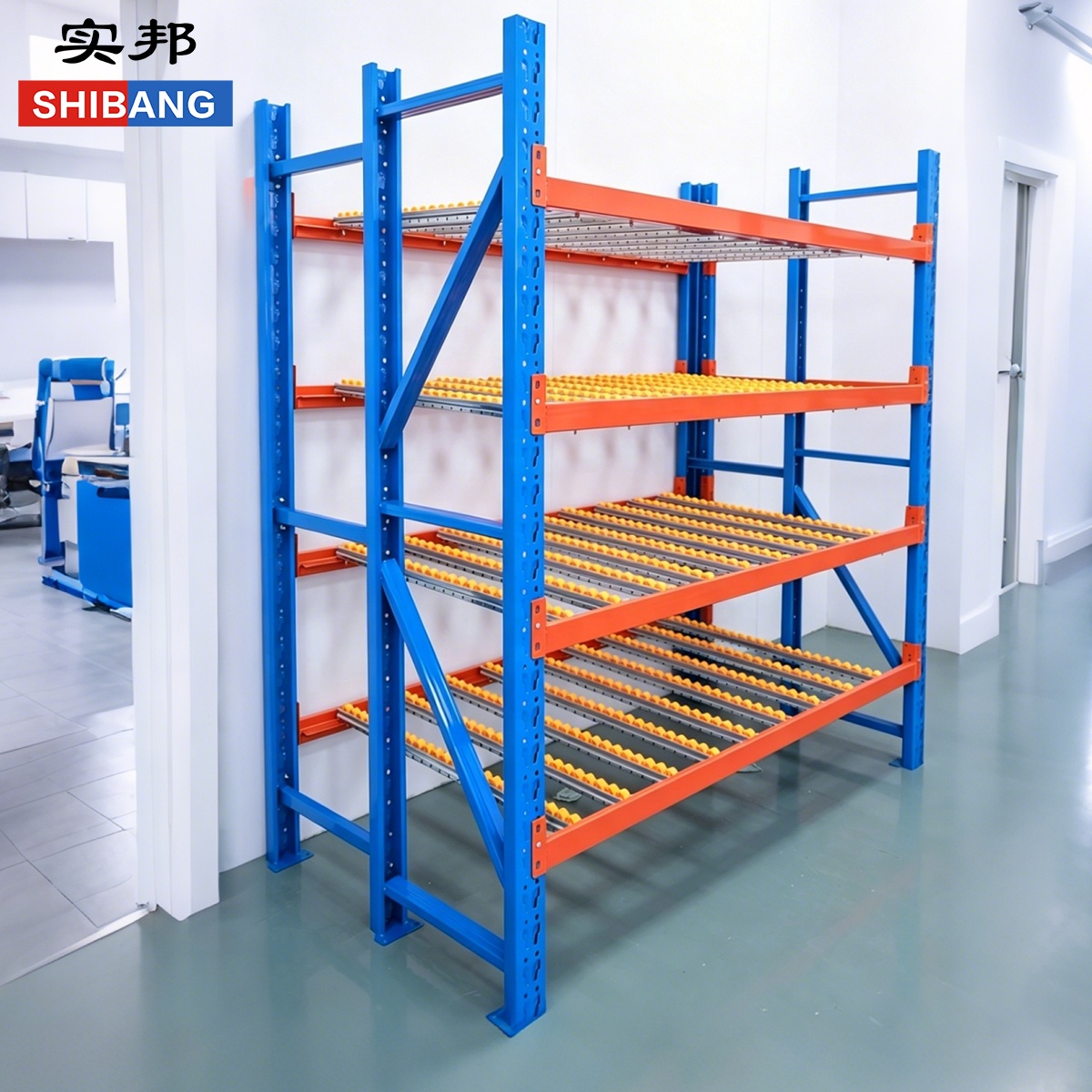 High Quality Shibang Carton Flow Gravity Racking OEM ODM Steel Roller Warehouse Storage Gravity Shelves System