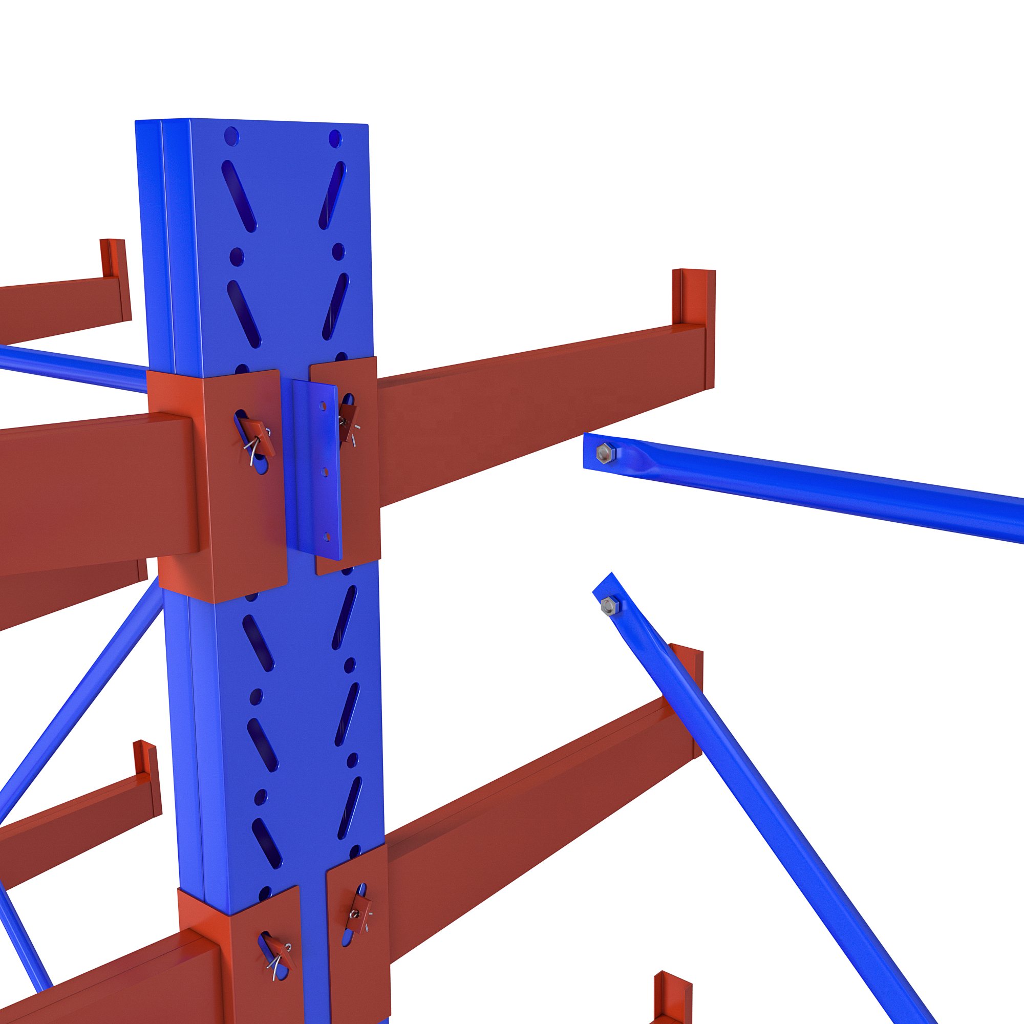 800kg Per Level Durable and Anti-Rust Blue-orange Heavy Duty Cantilever Racks for Warehouse Long Goods Rebar Storage