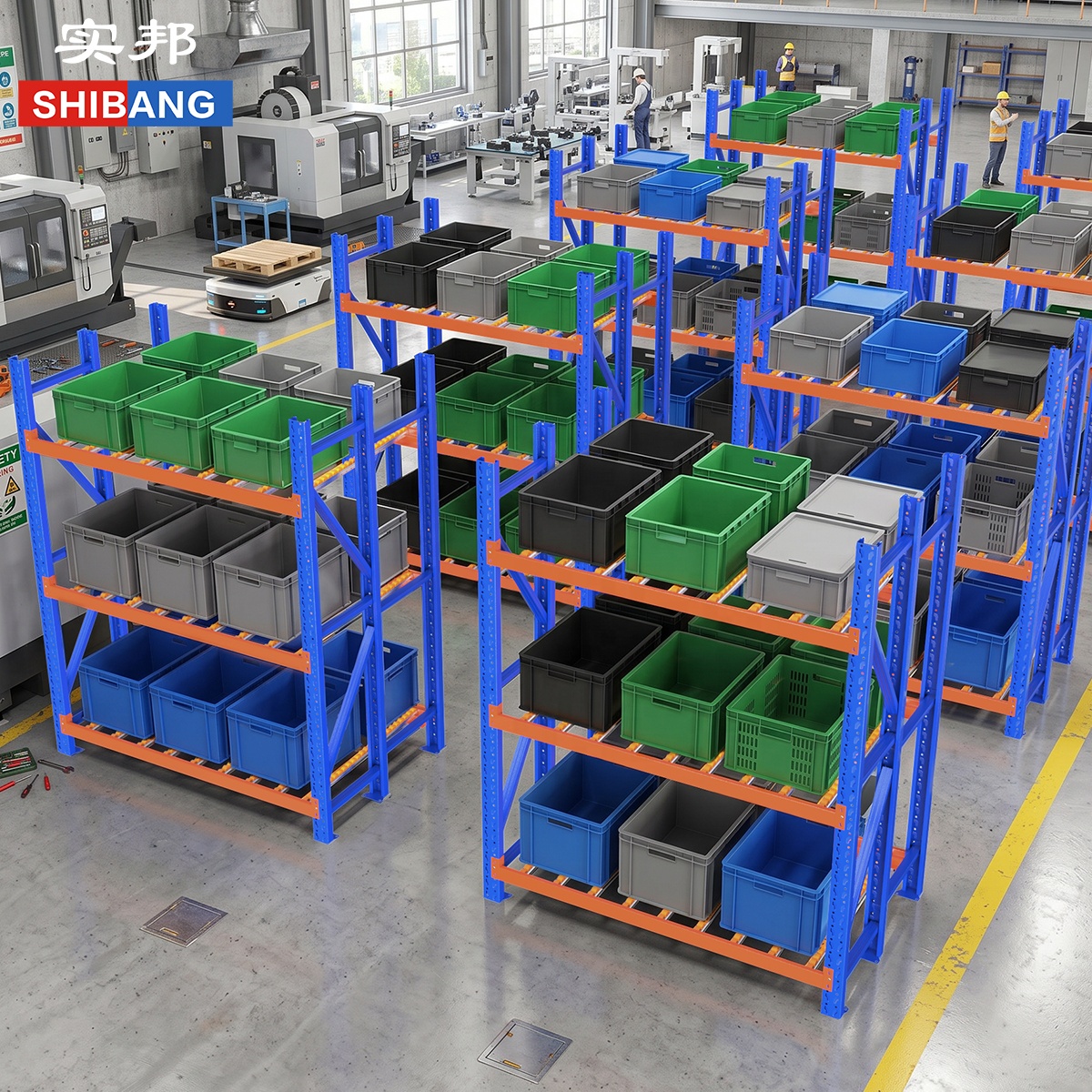 Industrial Carton Flow Rack with Durable Roller Rails for Efficient FIFO Inventory Management in Warehouse