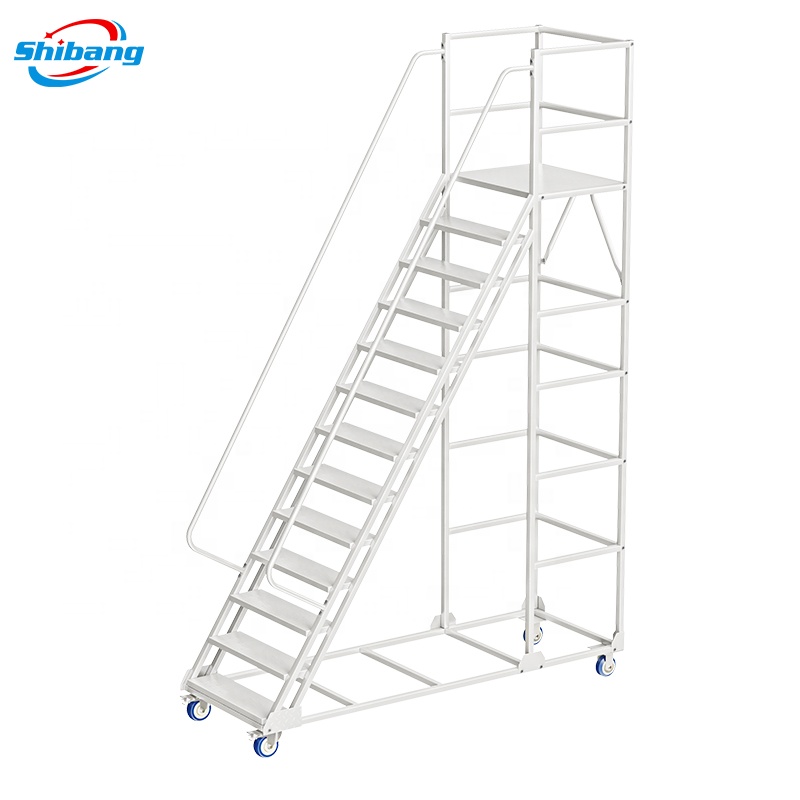 Industry Mobile Safety Step Work Platform Warehouse Ladder