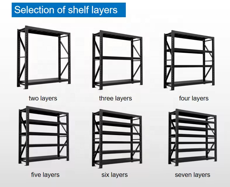 Factory Customized Thickening 800KG Load Stacking Shelves Storage Industrial Boltless Warehouse Heavy Duty Metal Rack