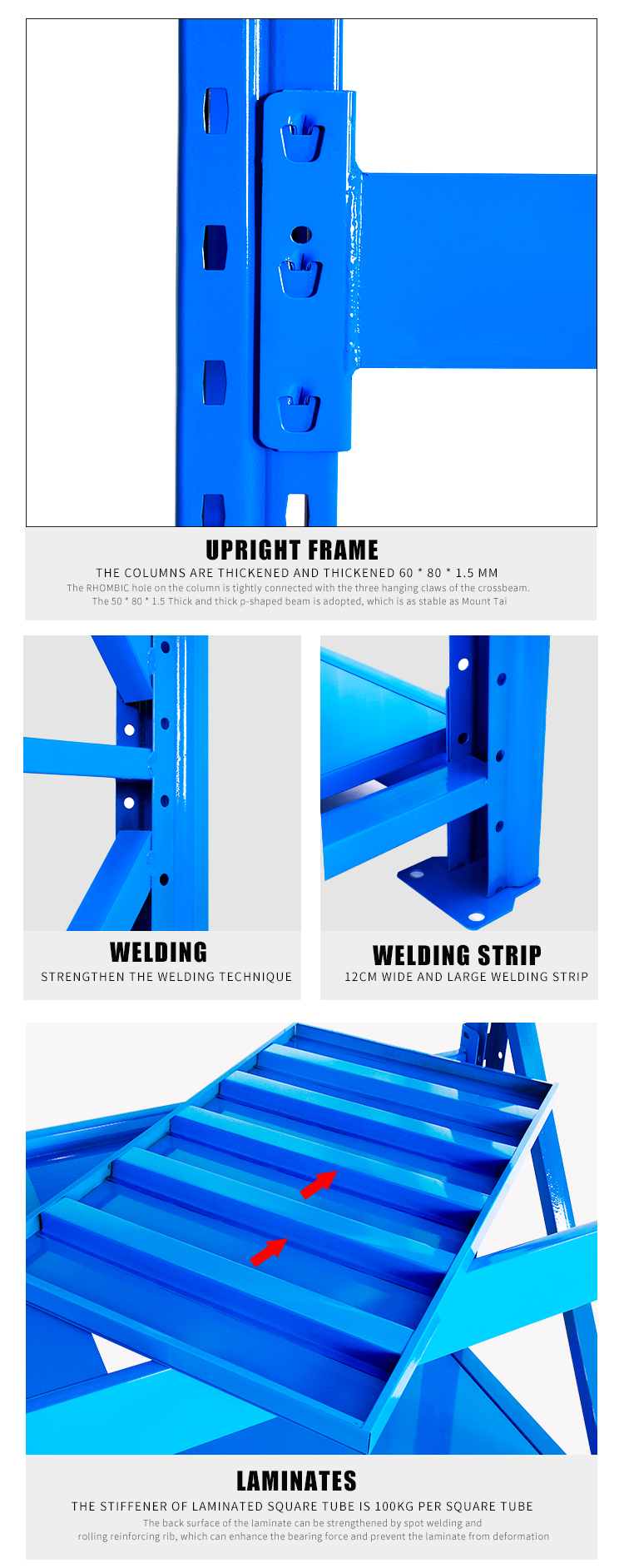Heavy duty shelving components