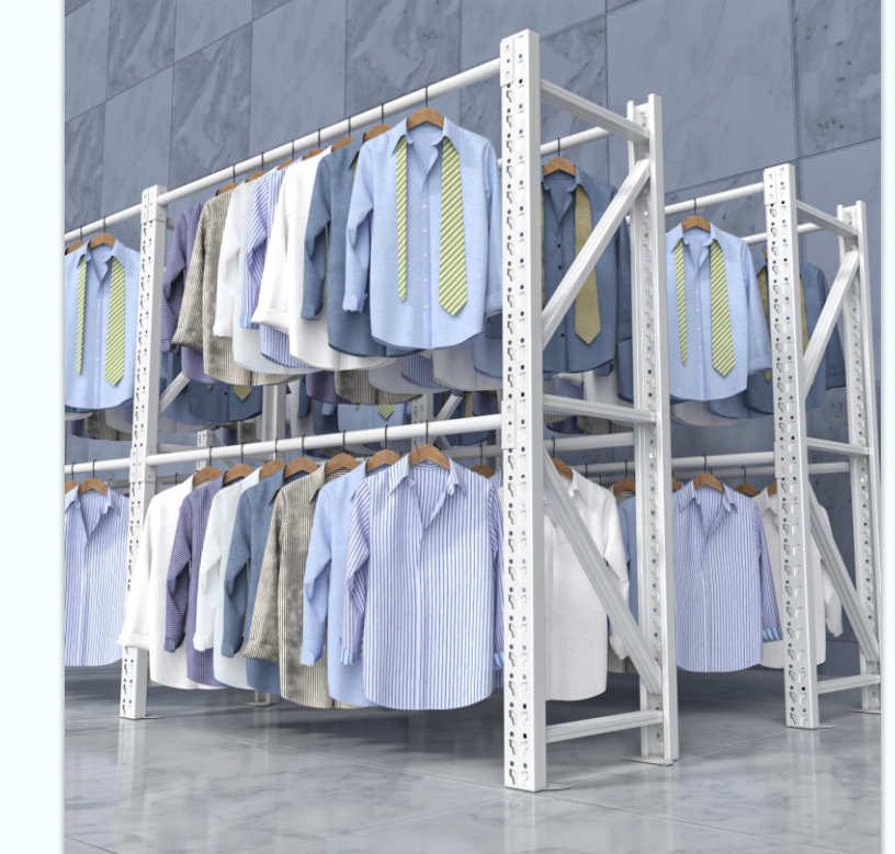 Warehouse Adjustable Medium Duty Steel Clothes Shelving Storage Rack Home Metal Boltless Rack Coat Hanger