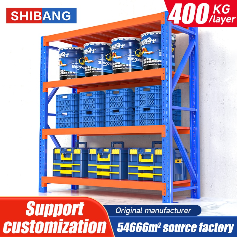 Boltless Adjustable Heavy Duty Load-Bearing 400kg/Layer Steel Racks Warehouse Industrial Stack Storage Racking Shelving System
