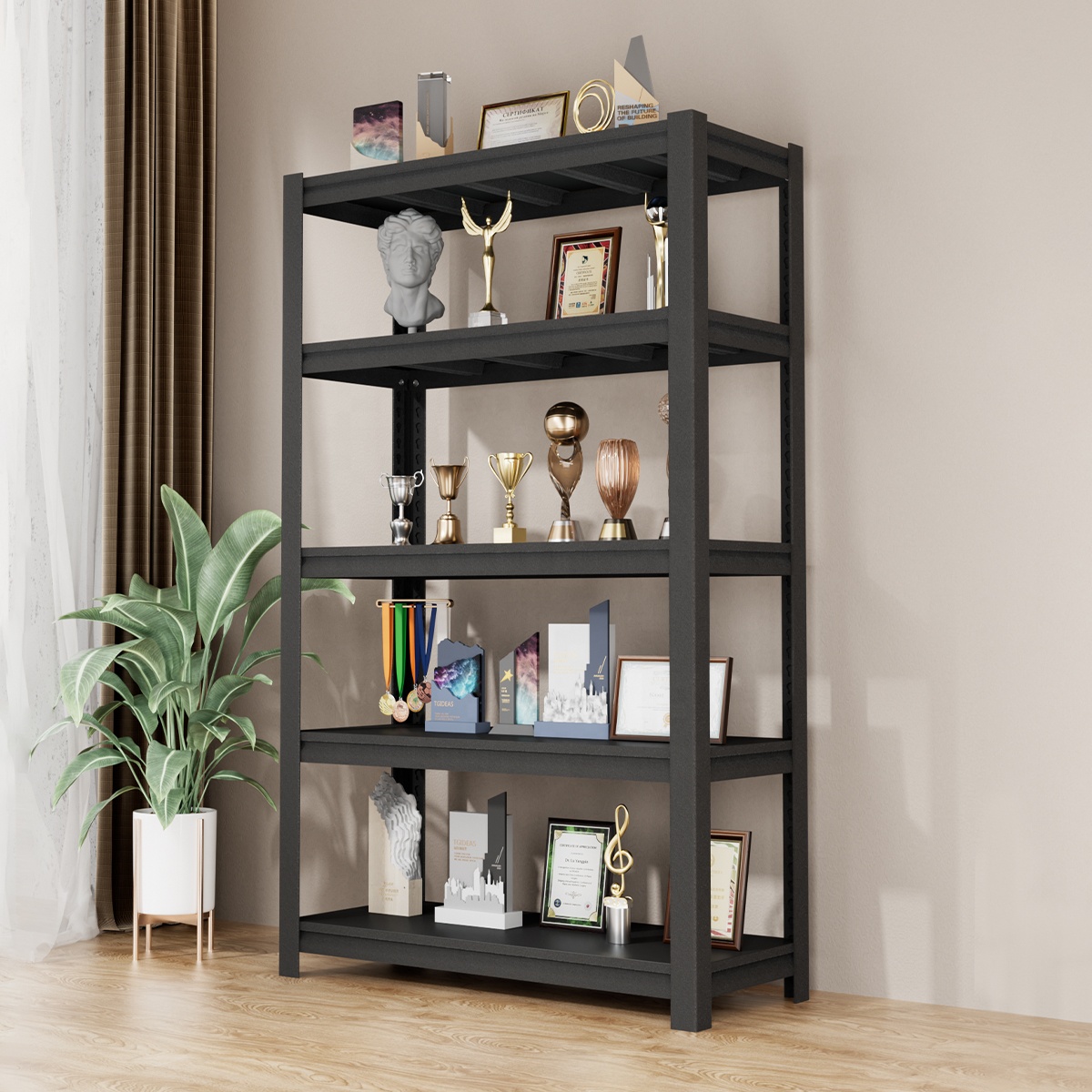 Shibang Storage Shelves Adjustable Height 120KG Load 5-Tier Garage Shelving Unit Metal Storage Rack