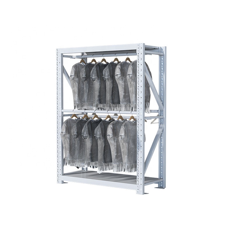 300KG Shelving Storage Double-Layer Clothing Warehouse Rack Floor Pipe Display Stand Q235 Cold-Rolled Steel Hanging