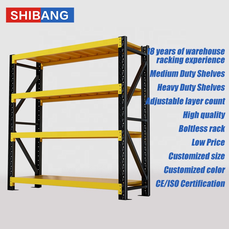 Shibang 180KG High Quality Industrial Warehouse Storage Shelving Powder Coated Racks Shelves Retail Storage Metal Steel Racking