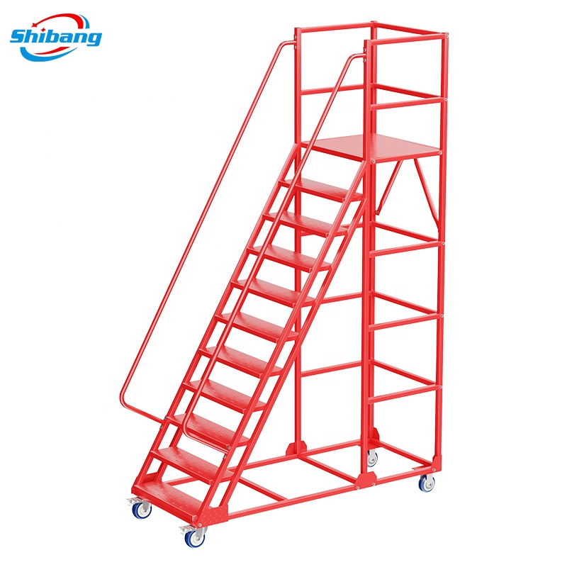 Industry Mobile Safety Step Work Platform Warehouse Ladder