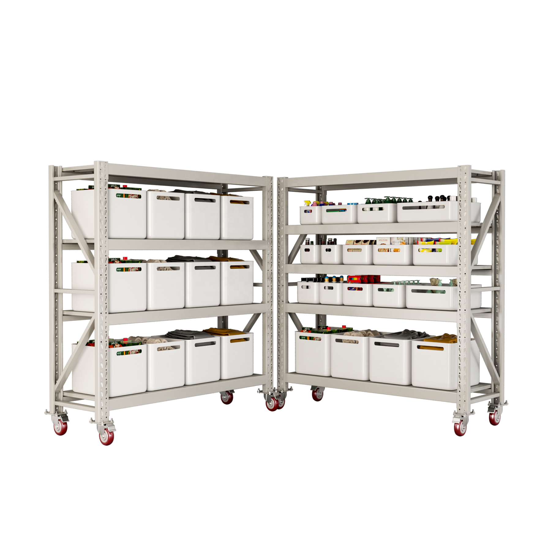 Custom 180KG 300KG Layer Shelving Garage 4 Tier Warehouse Storage Metal Rack with Wheels for Warehouse