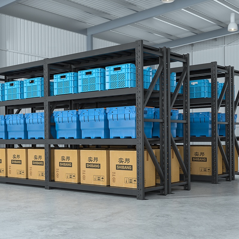 400KG Industrial Warehouse Storage Rack with 4-Layer Heavy Duty Long Span Boltless Rivet Metal Shelf for Industrial Use