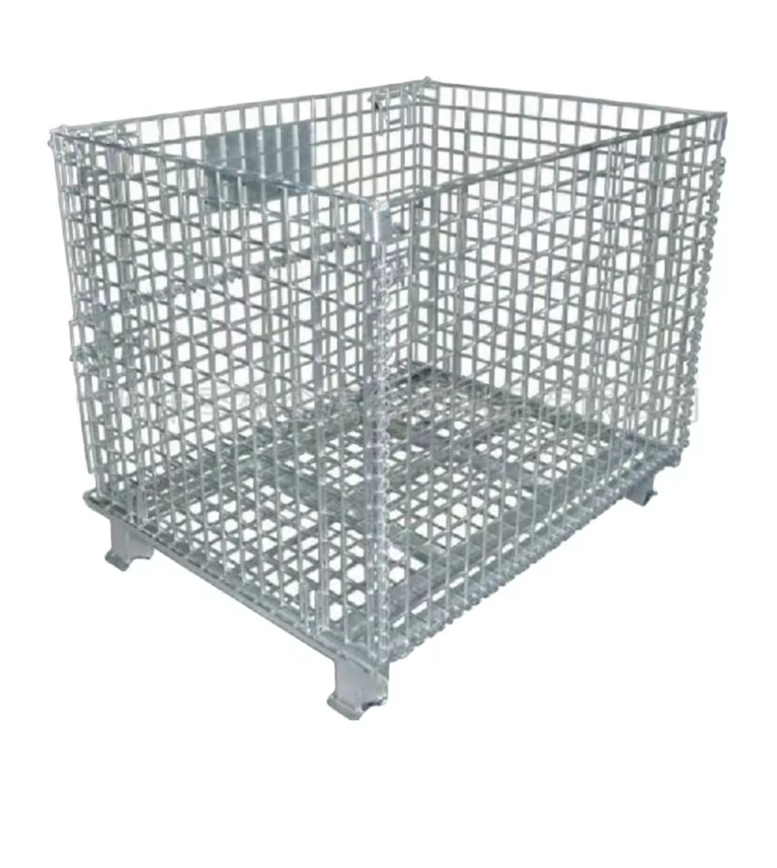 Metal Storage Wire Mesh Container Stackable Steel Foldable Wire Mesh Cages Pallet