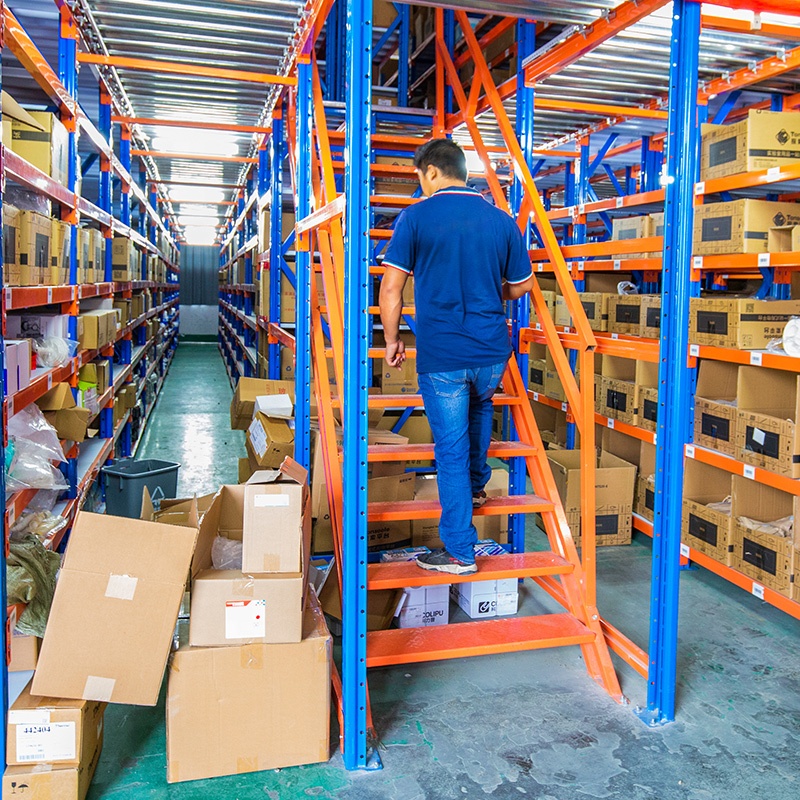 Heavy Capacity 500KG Warehouse Storage Industrial Pallet Rack Steel Structure Stair Handrail Working Mezzanine Platform