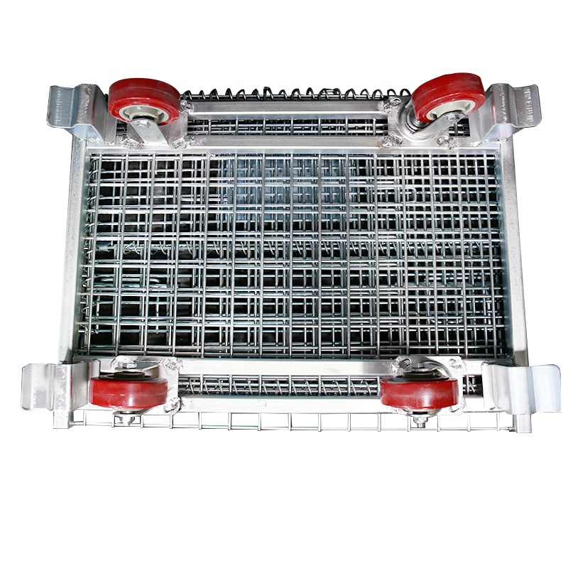 Stackable High Quality Hot Dip Zinc Iron Steel Metal Cage Warehouse Storage Mesh Container Wire Basket Warehousing Solutions