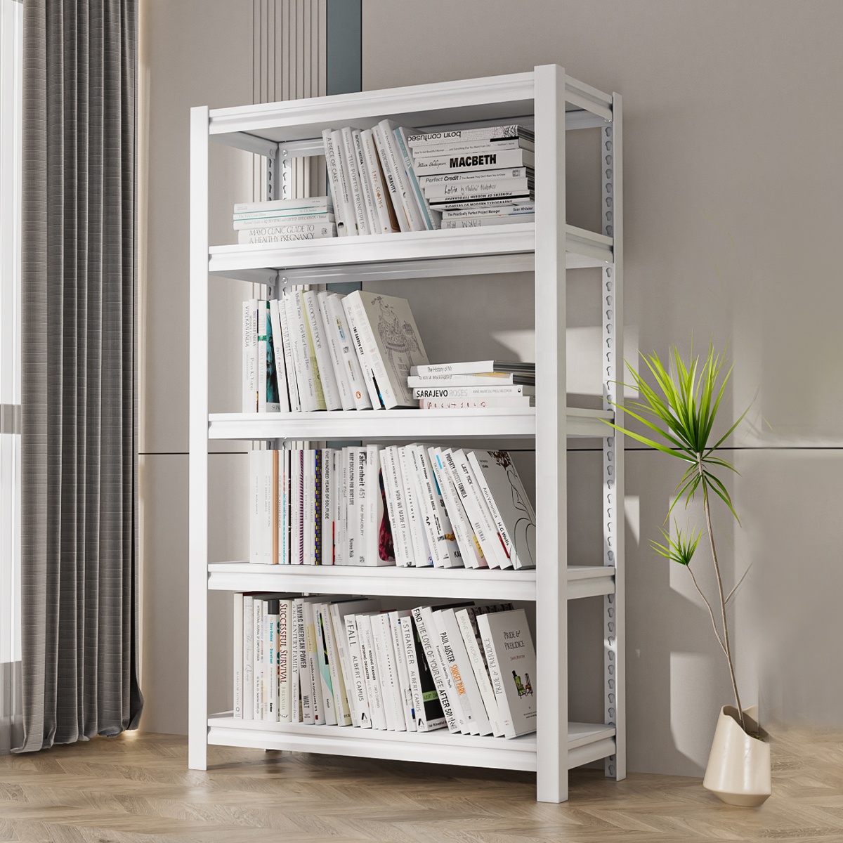 100KG Load Metal Shelving Units Home Storage Boltless Rack with Adjustable and Multi-Tiered Shelves