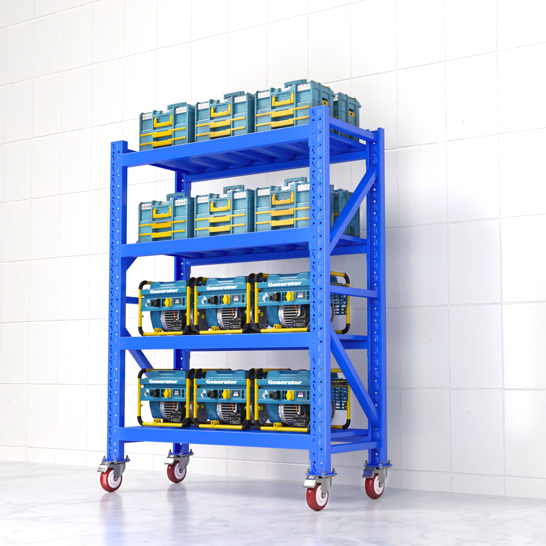 Shelved Racking Metal Storage Rack Unit with Wheels Heavy Duty Metal 6-tier Storage Shelving Rack