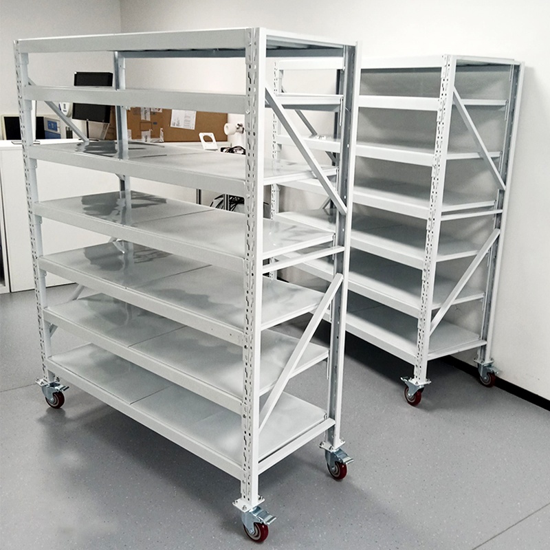Medium Duty Warehouse Rack Storage Shelving Metal Rack with Wheels