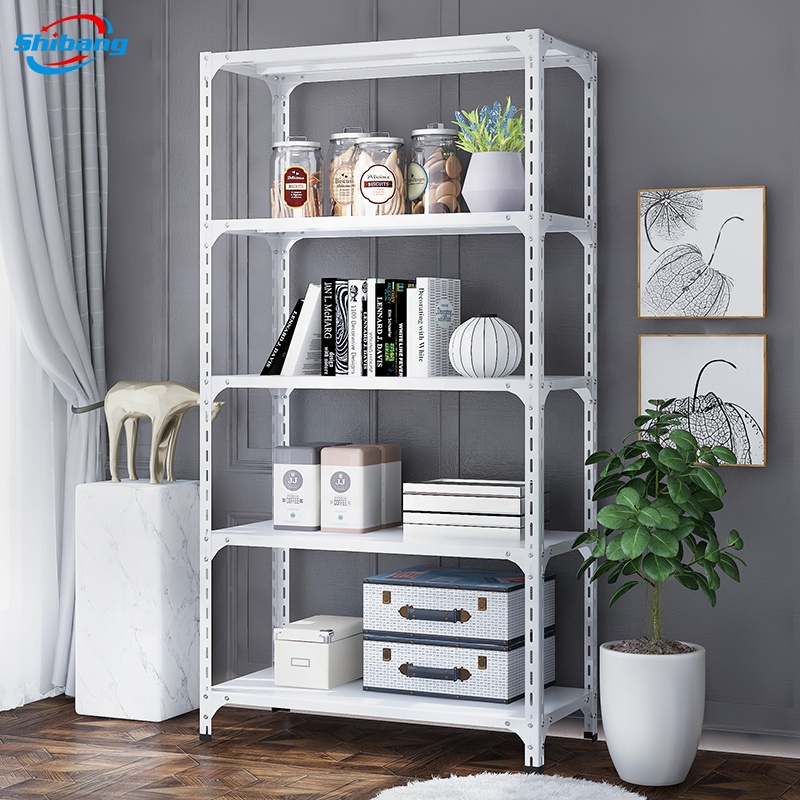 Hot Selling 5 Layers White Estantes Garage Storage Shelf Household Angle Steel Rack